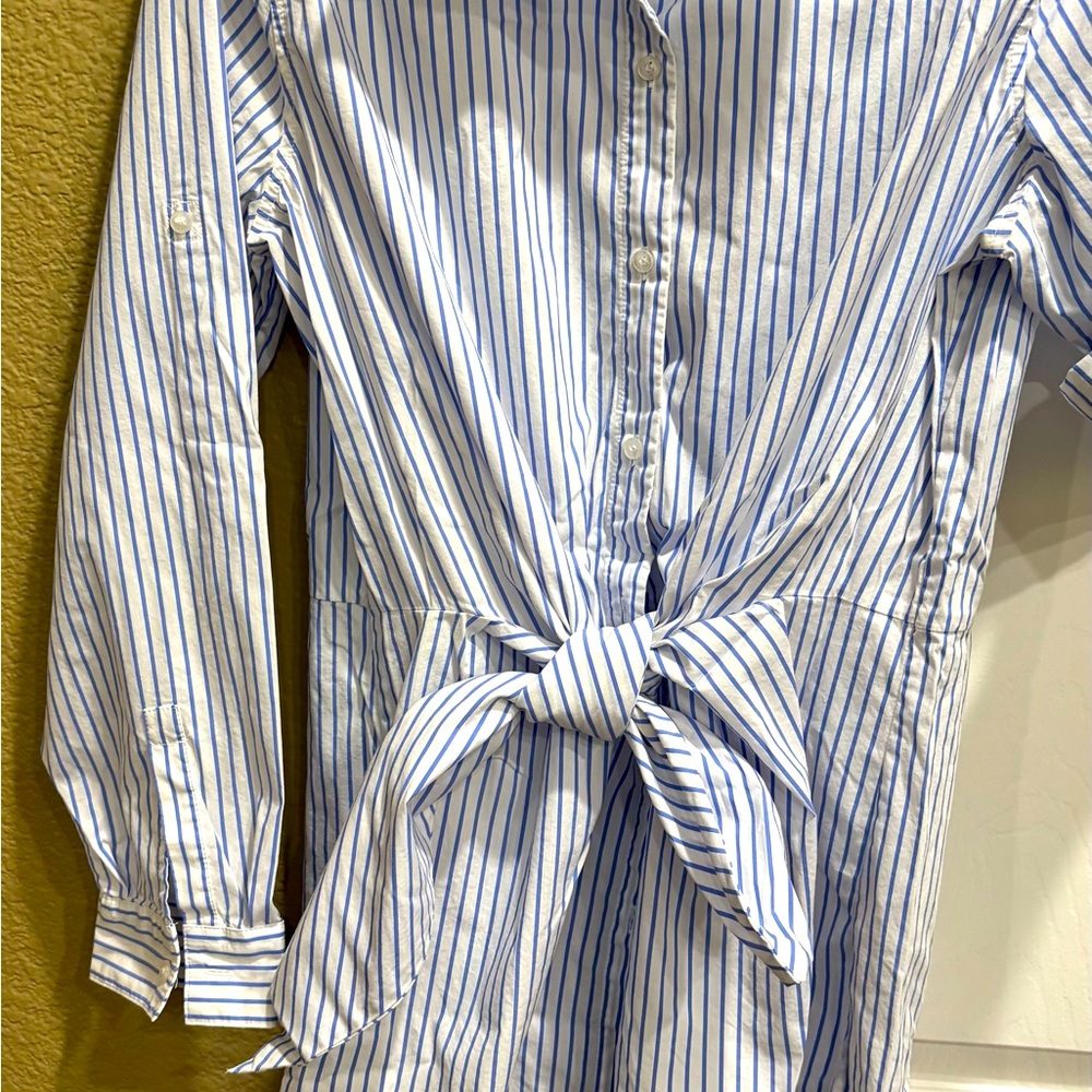 Calvin Klein Blue and White Striped Shirt size L - Picture 3 of 8